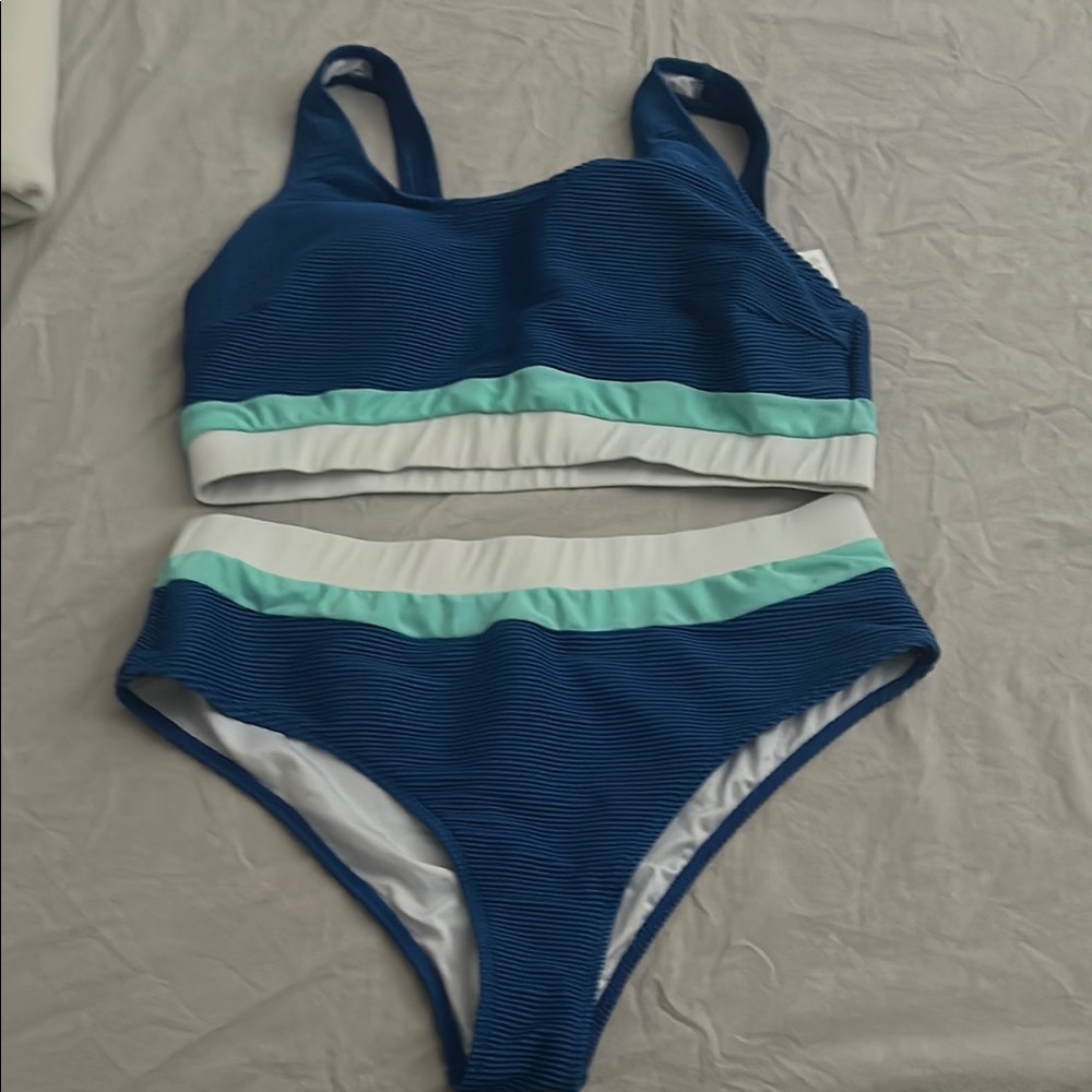 Stylish Blue and Mint Bikini Set